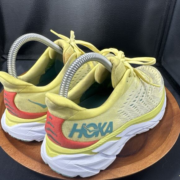 Hoka One One Clifton 8 Womens Size 7 B Yellow Athletic Running Shoes Sneakers - Picture 7 of 9